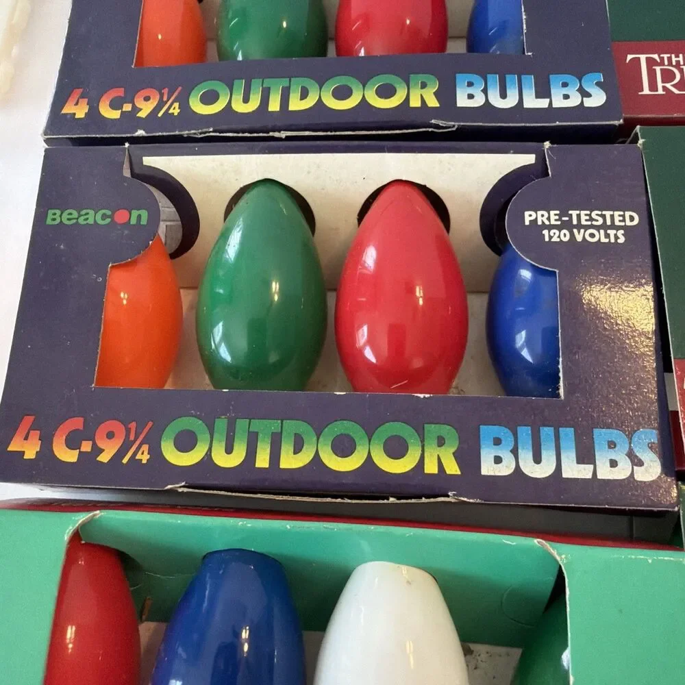 36 C9 1/4 Holiday Christmas Light Replacement Bulbs Multicolor Outdoor Vintage
